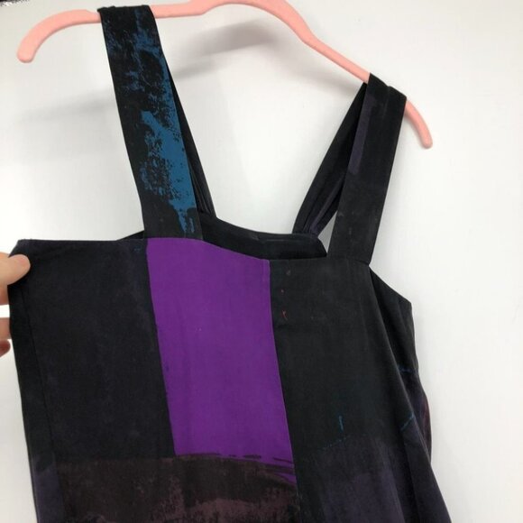 Banana Republic  jewel toned silk colorblock purple black mini shirt dress 2 - Picture 13 of 14